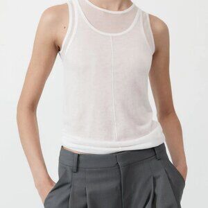 New St. Agni Semi Sheer Double Layer Tank Top in White